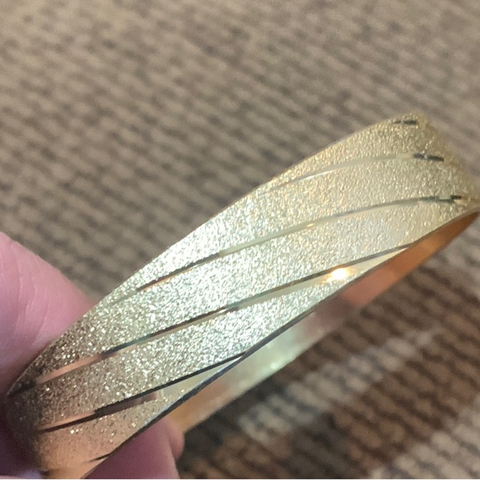 W Germany Gold Textured Bangle Bracelet
